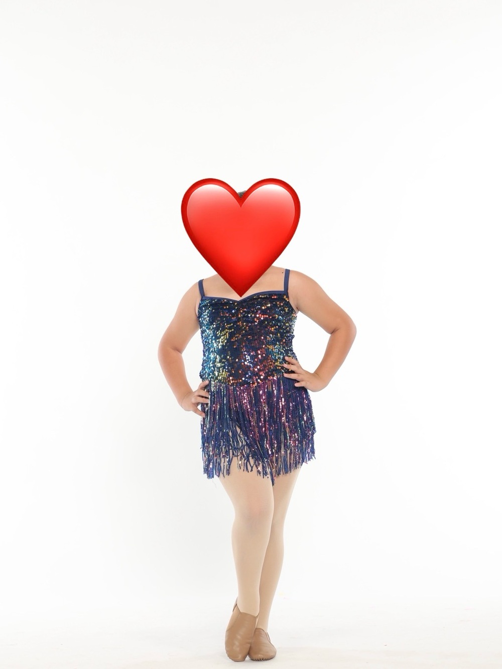 Girls Navy Multicolor Sequin Fringe Dance Costume